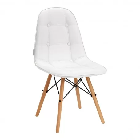 4Rico Sedia scandinava QS-185 in ecopelle bianca